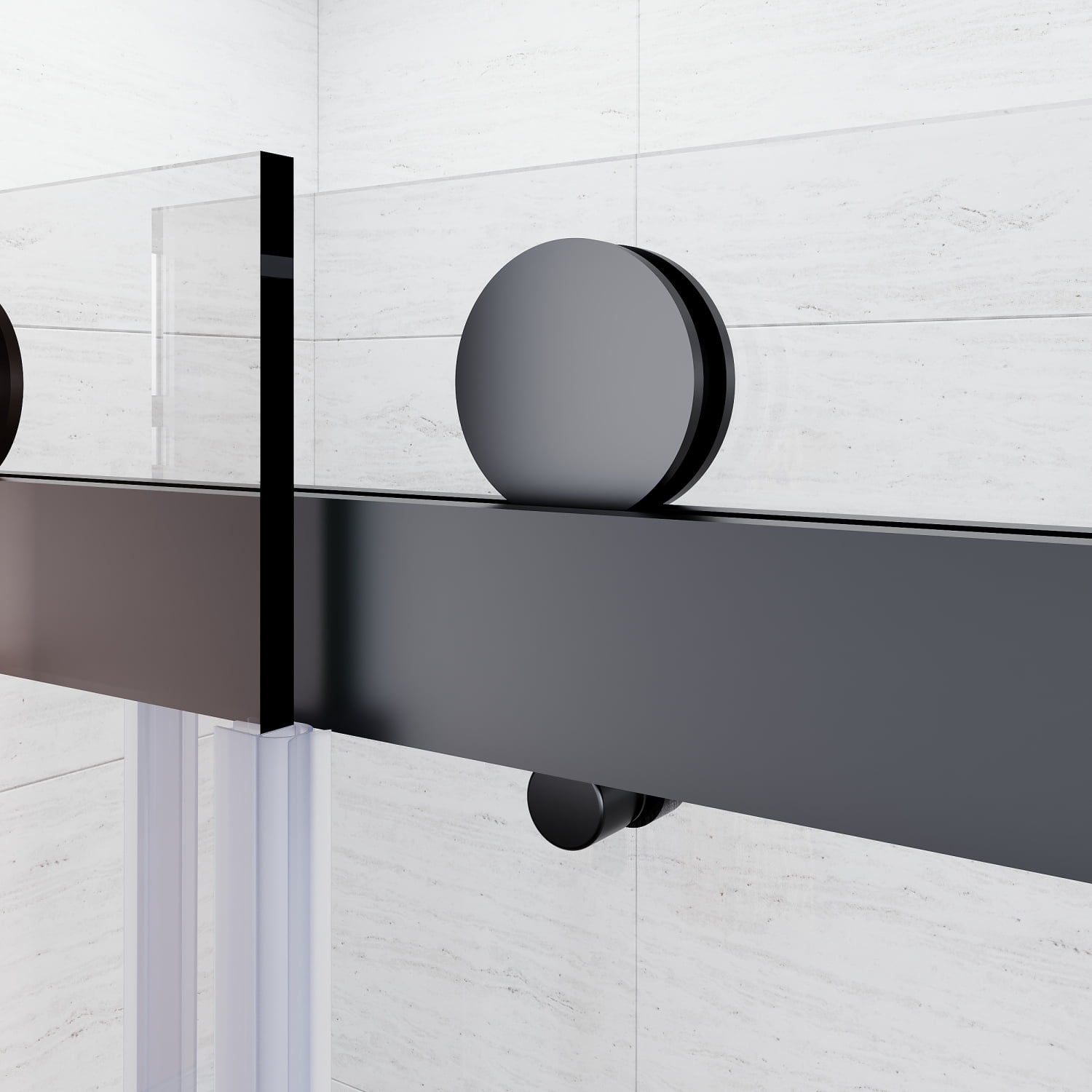 Modern Matte Black Frameless Sliding Bathtub Door 5660 in.W x 62 in.H