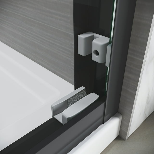 Modern Matte Black SemiFrameless Double Bathtub Door with Sliding