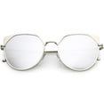 thumbnail image 1 of Modern Matte Metal Cat Eye Sunglasses Flat Lens 56mm (Silver / Silver Mirror), 1 of 4