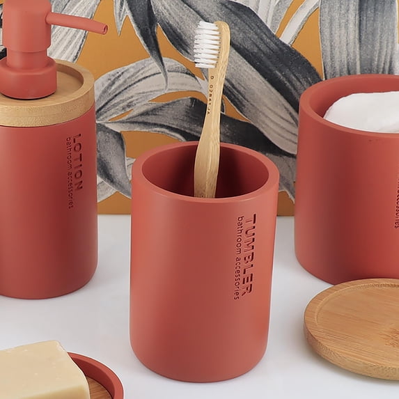 Modern Matte Terracotta Bathroom Tumbler, Minimalist Design Toothbrush Holder, Versatile Home Organizer