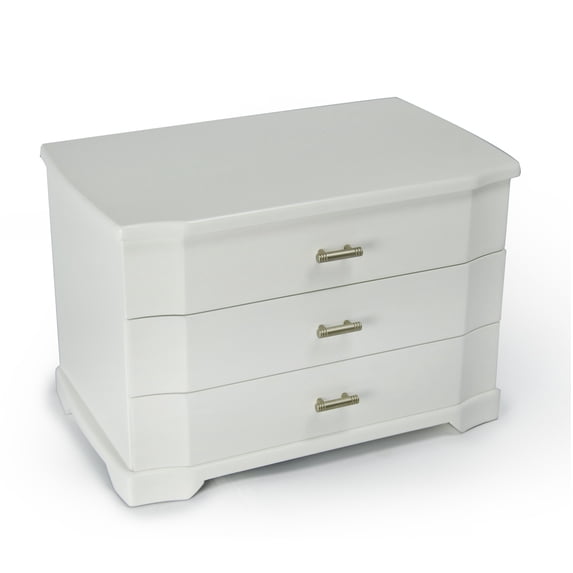 Modern Matte White 18 Note Ballerina 3 Tiered Musical Jewelry Box - Easy Song Selection - Everything is Beautiful