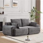 Modern Memory Foam Compressed Sofa,Single Chaise Longue for Living Room,Pet-Friendly Cloud Modular Sectional Sofa,Corduroy Fabric,Movable Ottoman,No Assembly required,Grey