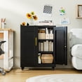 thumbnail image 1 of Modern Metal Accent Storage Cabinet with Doors and 2 Adjustable Shelves for Bathroom Home Office Living Room, 1 of 6