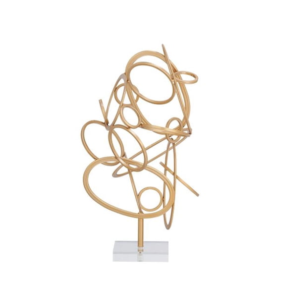 Modern Metal Acrylic Gold Sculpture, Gold