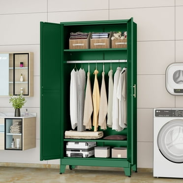 GEITIN Modern Metal Armoires Wardrobe Clothing Storage Cabinets with Hanging Rod and Adjustable Shelves for All Ages