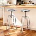thumbnail image 1 of Modern Metal Bar Stools Set of 2, Backless Round Counter Height Swivel Bar Stools for Kitchen Island Dining Pub Cafe (Chrome), 1 of 8