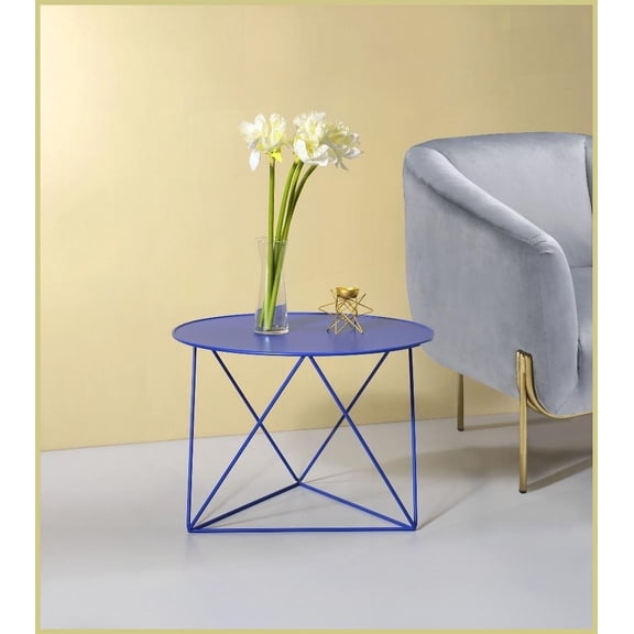 Modern Metal Coffee Table - Lightweight Round Accent Table for Living Room, 3 Vibrant Colors
