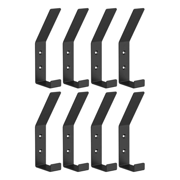 Modern Metal Drywall Hooks, 8-Pack Flat Black Wall Mounted Coat Hooks, 4.72x1.57x0.79 Inch