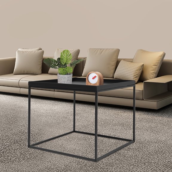 Modern Metal End Table for Living Room or Bedroom 24"x24"x18.5" Square Side Table, Waterproof, Scratch-Resistant, Easy Assembly