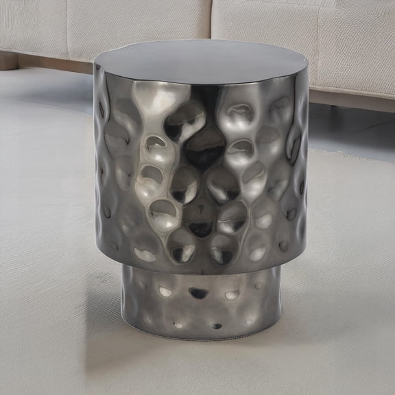 Modern Metal End Table with Nickel Finish, Size 30x16in, Sturdy and Stylish