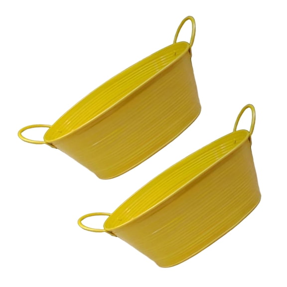 Modern Metal Flower Bucket Container With Handles Waterproof Design Suitable For Plant Decoration In Multiple Color 2pcs