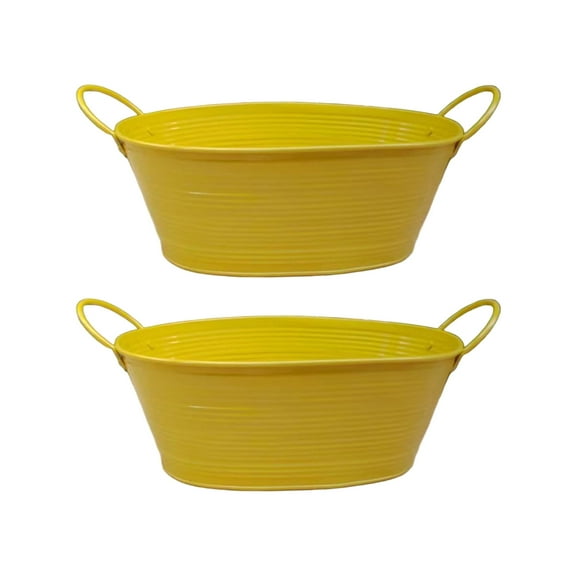 Modern Metal Flower Bucket Container With Handles Waterproof Design Suitable For Plant Decoration In Multiple Color 2pcs