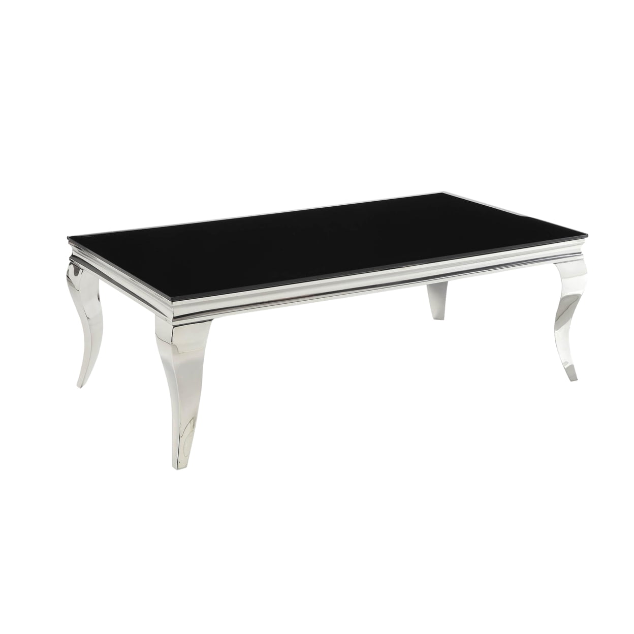 28'' Rectangular Lift-Top Coffee Table with Beveled Black Glass and Silver Metal Frame