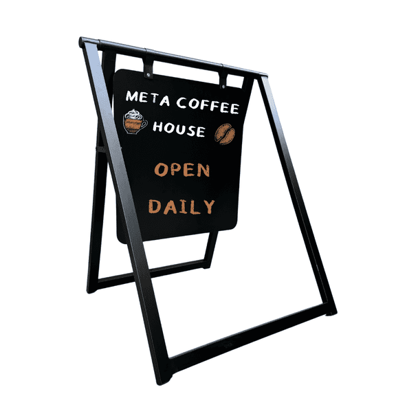 Magnetic Chalkboard A-Frame Sign: 24x30 Metal Sidewalk Display (Black Frame/18x18 Black Board)
