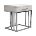 thumbnail image 1 of Modern Metal Frame Rectangular End Table with 1 Drawer, White and Silver - Saltoro Sherpi, 1 of 5