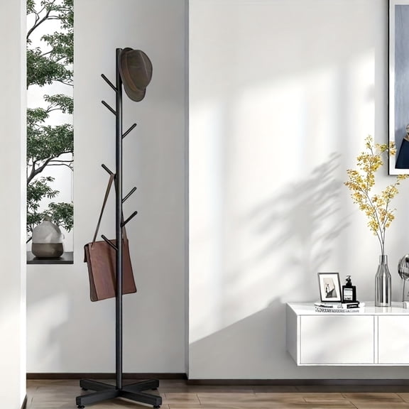 Modern Metal Garment Rack - Space-Saving Freestanding Hanger with Multiple Hooks for Clothes & Accessories