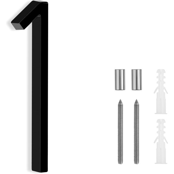 Modern Metal House Numbers,5 Inch House Numbers for Outside,Modern Floating Address Numbers with Kits, Metal Door Numbers Address Sign Decor for 911 Visibility (Black )