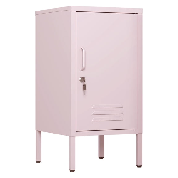 Modern Metal Locker End Table, 2 Adjustable Shelves, Anti-Tilt Design, Versatile Storage Cabinet and Bedside Cabinet for Bedroom or Living Room, Easy Assembly