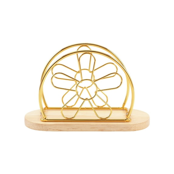 Modern Metal Napkin Rack 6.1x3.94in Iron Tabletop Holder for Kitchen Countertop Cocktail Napkins Indoor Outdoor Use (Brass Gold/B)