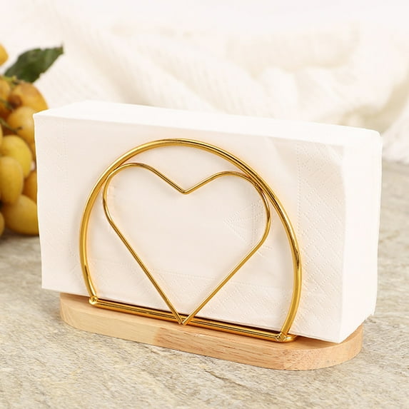 Modern Metal Napkin Rack for Kitchen - Iron Cocktail Napkin Holder for Tables & Countertops, 6.18x3.9x2.64in, Gold - Indoor & Outdoor Use, Space-Saving Vertical Design