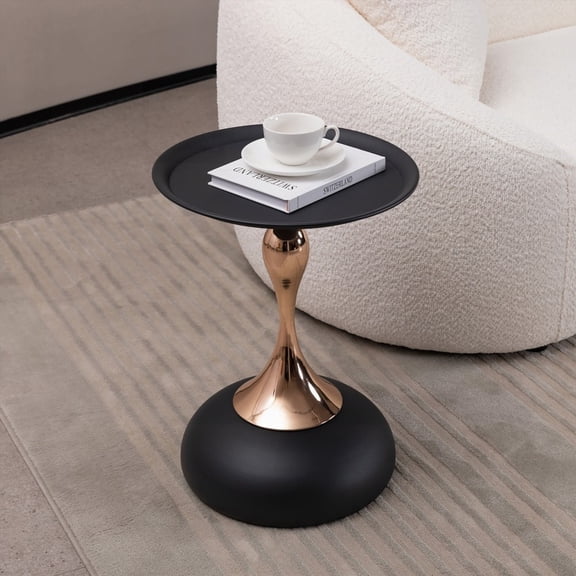 Modern Metal Pedestal Round Side Table with Mermaid Tail Design for Small Spaces, Ideal for Living Room Decor