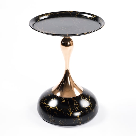 Modern Metal Pedestal Table, Tail Style, Round Side Table For Courtyards, Art Minimalist Accent With Coating Office, Lightweight Construction