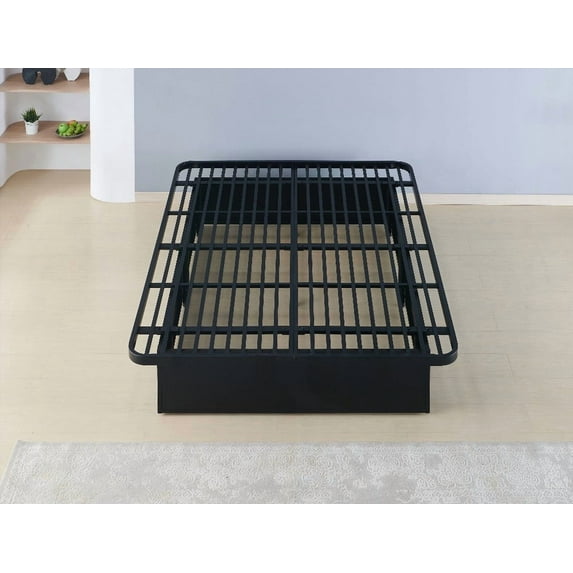 Modern Metal Queen Size Platform Bed - 16 Inch Height, Black