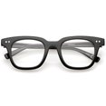 thumbnail image 1 of Modern Metal Rivets Square Clear Flat Lens Horn Rimmed Eyeglasses 46mm (Black / Clear), 1 of 4
