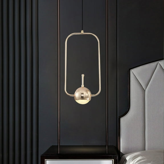 Modern Metal Suspension Hanging LED Pendant Lamp, Rectangle Pendant Light Modern LED Lamp - 7.87'', 1-Light Gold Pendant, Adjustable Height, Warm Light