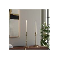 Modern Metal Taper Candle Holder - Hammered Design - Elegant Home & Office Decor - Tall Metallic Accent for Living Room, Dining Table & Bedroom - 15" Gold