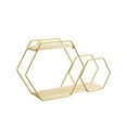 thumbnail image 1 of Modern Metal Wall Shelf, Hexagon Floating Shelves, Simple Wood Partition Storage Shelves for Bedroom, Living Room, Kitchen and Office, 1 of 6