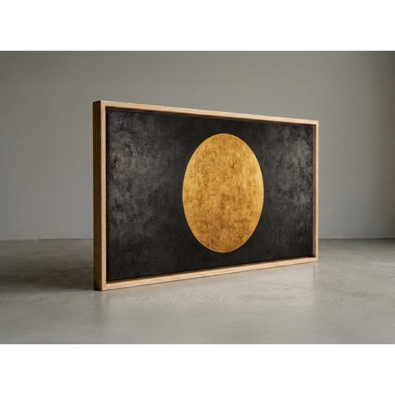 Modern Metallic Gold Circle Eclipse Theme Black Portrait Decor Unframed Paper Print