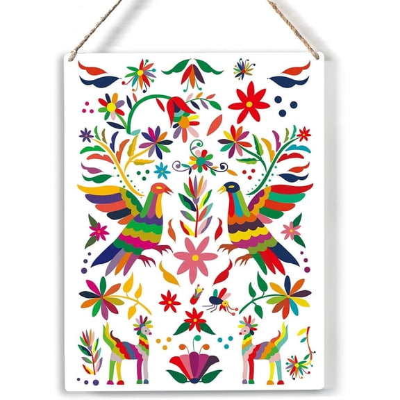 Modern Mexican Pattern Wood Sign Colorful Mexican Wooden Signs Rustic Hanging Plaque Home Wall Art 8x10, Perfect Sign Wall Decor for Home Bedroom Living Room