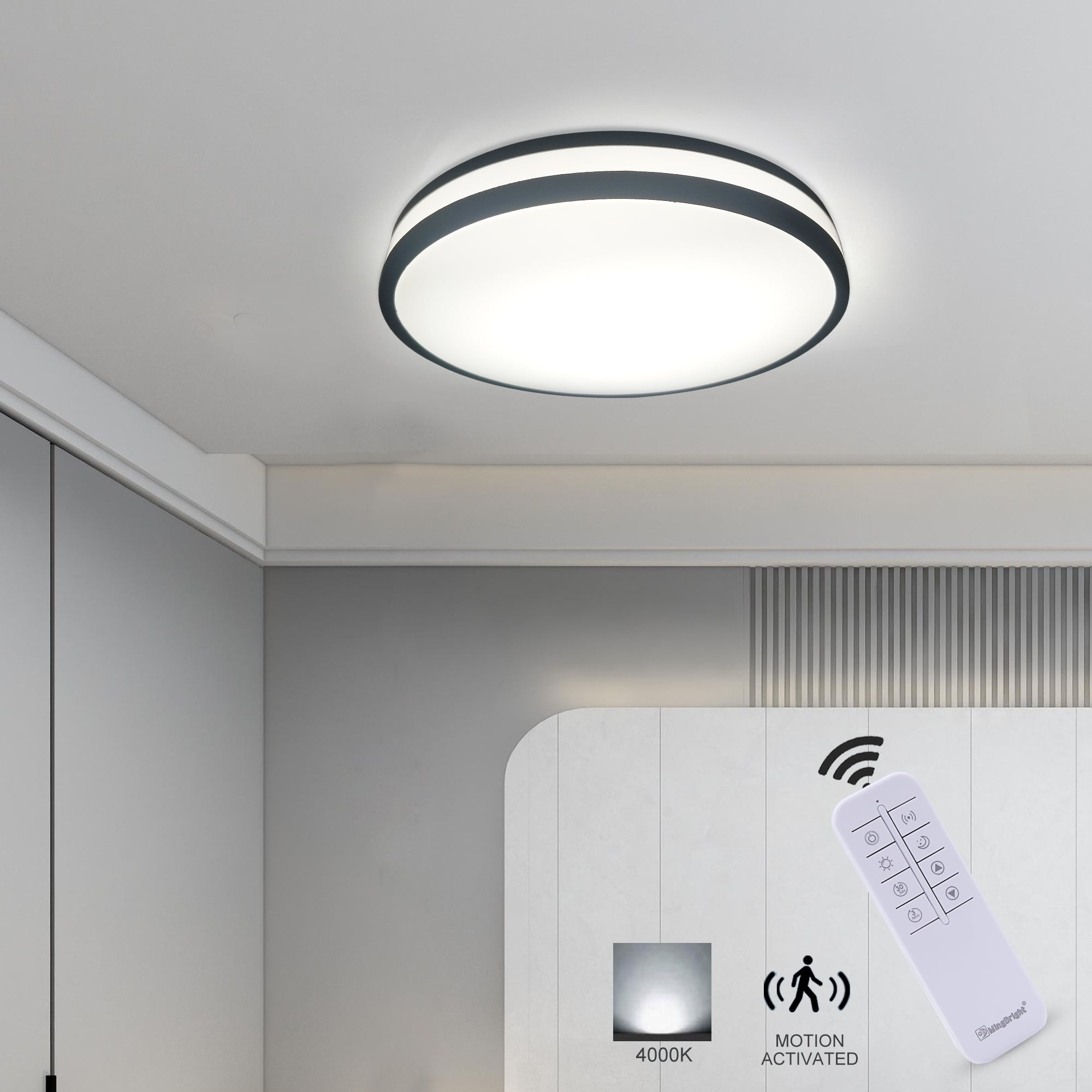 Modern Microwave Motion Sensor LED Flush Mount Ceiling Light Fixture ...