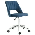 thumbnail image 1 of Modern Mid Back Office Chair With Velvet Fabric, Swivel Computer Armless Desk Chair With Hollow Back Design For Home Office, Blue, 1 of 9