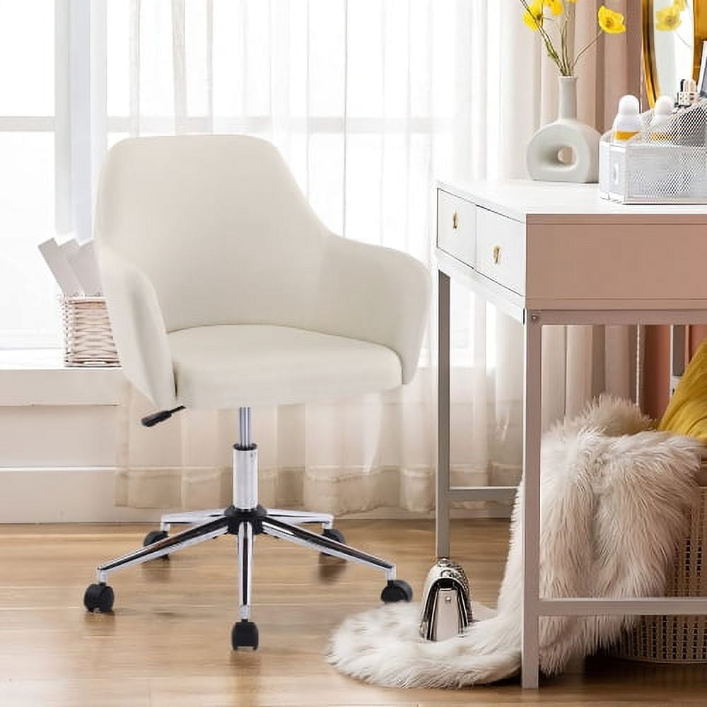 Modern Mid Back Tufted Velvet Fabric Computer Desk Chair Height