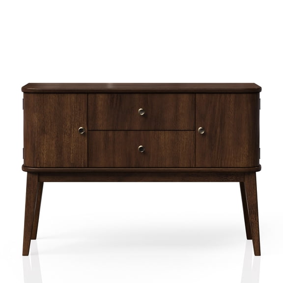 Modern Mid Century 2 - Cabinet Server | 2 Drawers for Bedroom Storage | Cherry Finish on Solid Wood + MDF | Solves Bedroom Storage Problems