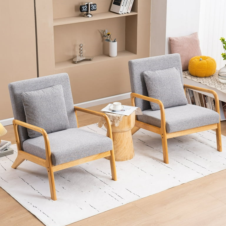 Modern Mid Century Accent Chairs,living Room Chair Set of 2,Fabric Read Armchair Set for bedroom,Gray Modern Mid Century Accent Chairs,living Room Chair Set of 2,Fabric Read Armchair Set for bedroom,Gray