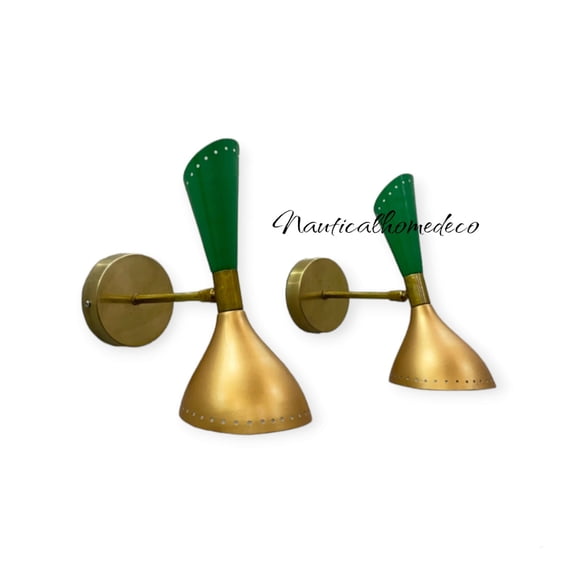 Modern Mid-Century Brass Wall Sconce - Italian Diabolo Fixture - Handmade Vanity Light - Stylish Bedside Reading Lamp - Home Decor - Gift