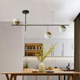 thumbnail image 1 of Modern Mid-Century Chandelier Pendant Linear Glass Globe 3 Lights Ceiling Light, 1 of 8