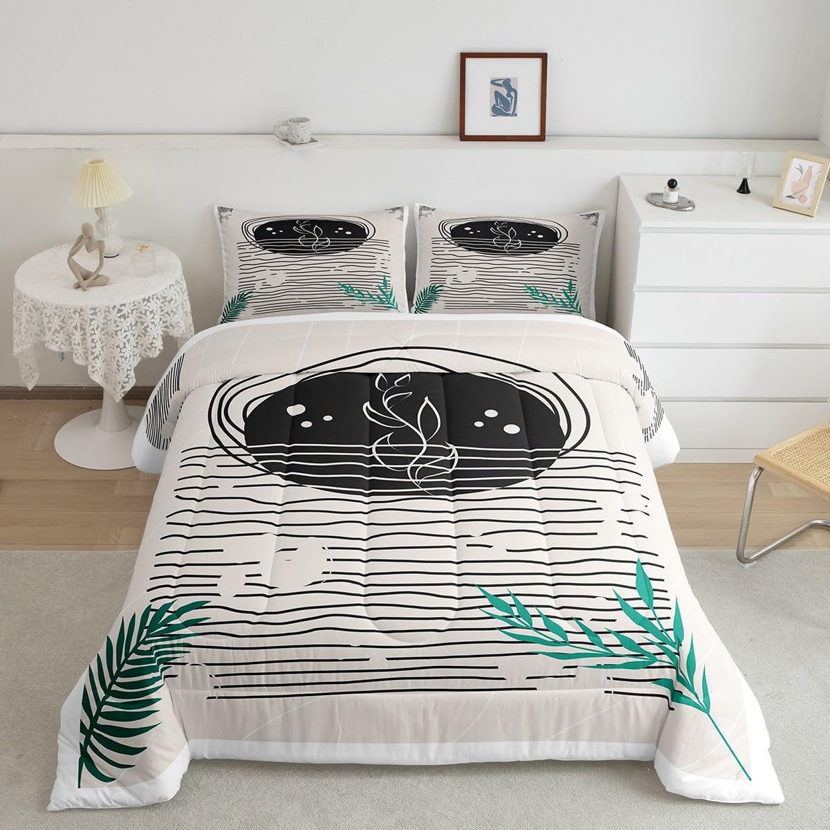 Modern Mid Century Comforter Full Retro Atomic Bedding Set Grid Down Comforter Vintage Fifties