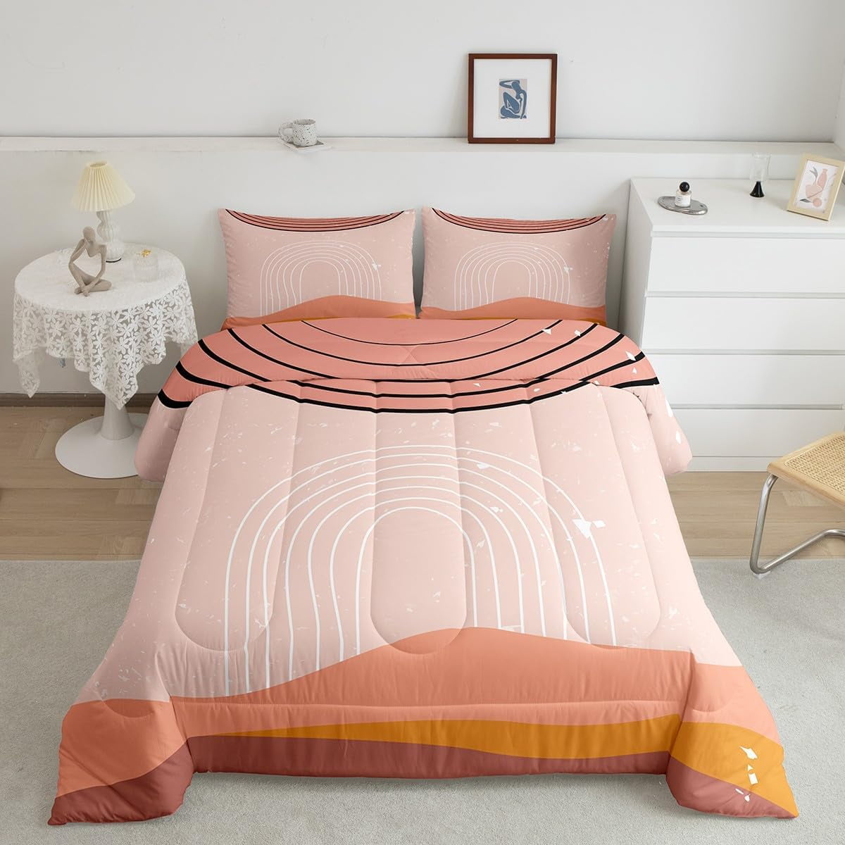 Modern Mid Century Comforter Full Retro Atomic Bedding Set Grid Down Comforter Vintage Fifties