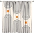 thumbnail image 1 of Modern Mid Century Curtains Abstract Sun Cute Curve Rainbow Print Beige Geometric Terracotta Contemporary Art Neutral Boho Decor Window Drapes For Living Bedroom 26"W x 63"L (Pack of 2), 1 of 6