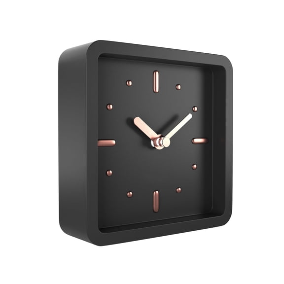 Black Small Tabletop Clock Mid Century Modern for Office Mantle End Table Desktop Nightstand
