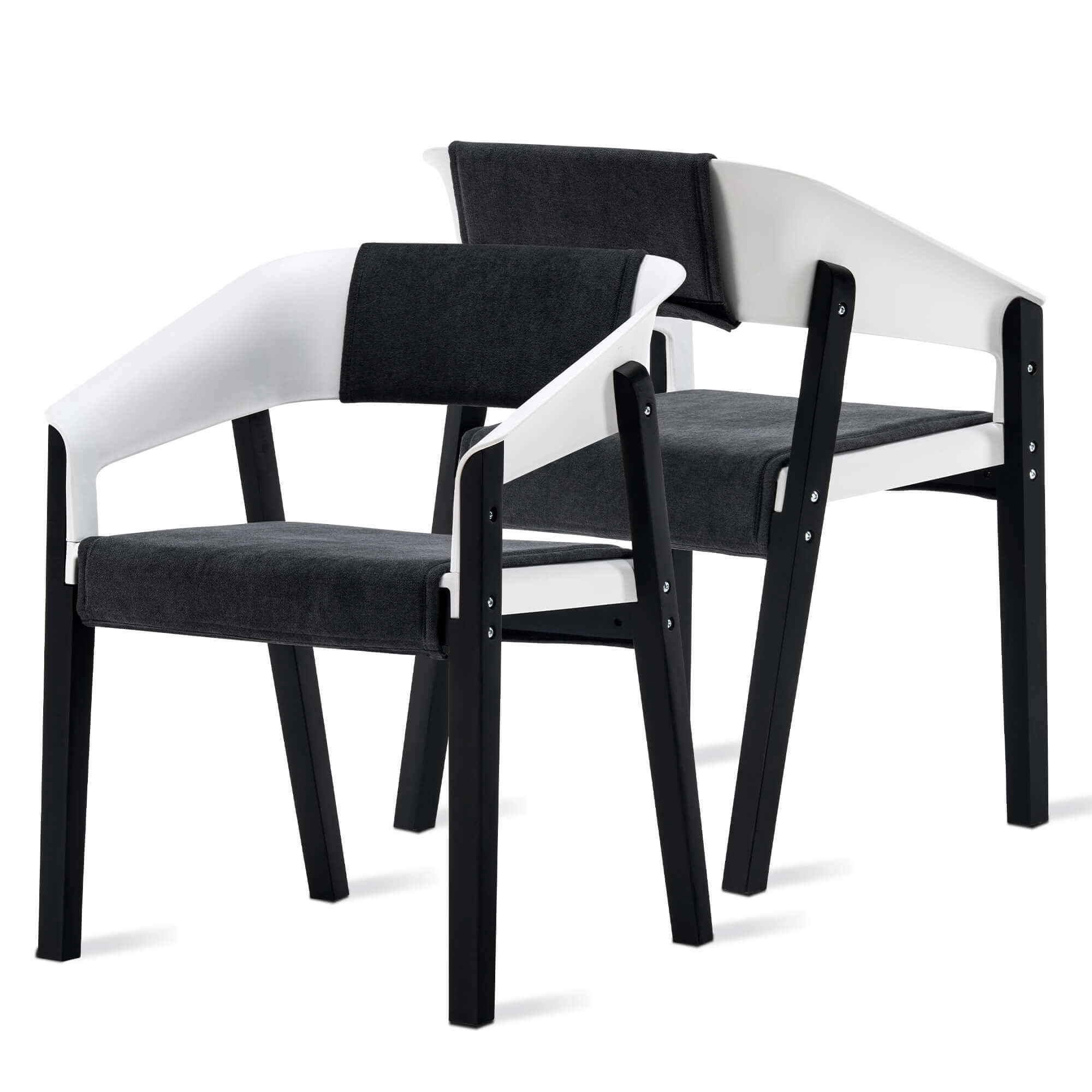 Modern Mid-Century Dining Chair Set of 2, Armchair for Home Kitchen, Living Room Black