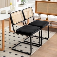 Zesthouse Rattan Dining Chairs Set of 4, Velvet Upholstered, Cane Back ...
