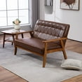 thumbnail image 1 of Modern Mid-Century Loveseat Sofa, 2 Seater Cushioned Couch with Solid Wood Armrests and Legs, Lounge Chair for Living Room, Apartment and Small Space, 1 of 9