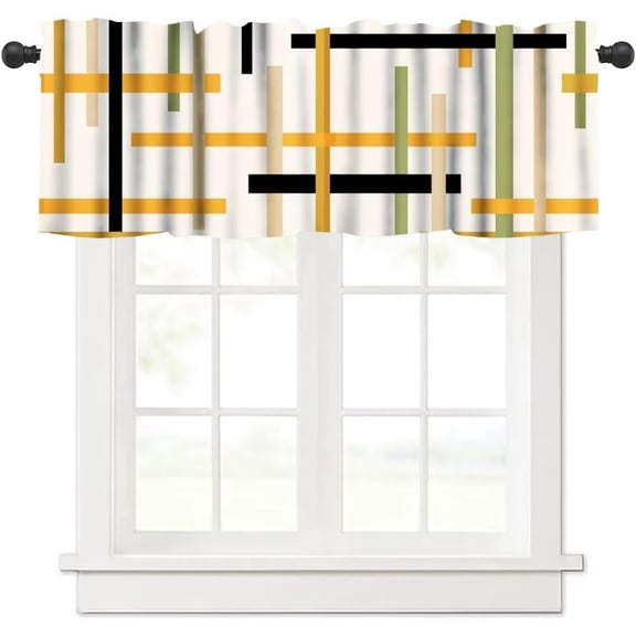 Modern Mid Century Valances Curtain for Window,Abstract Geometric Print Kitchen Curtains Valances Short Window Treatment for Living Room,Bedroom,Bathroom,1 Panel,54" W x 18" H