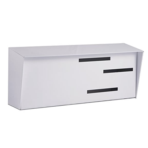 Modern Mid Century Wall Mounted Mailbox - Vintage Retro Contemporary Mailbox (White)