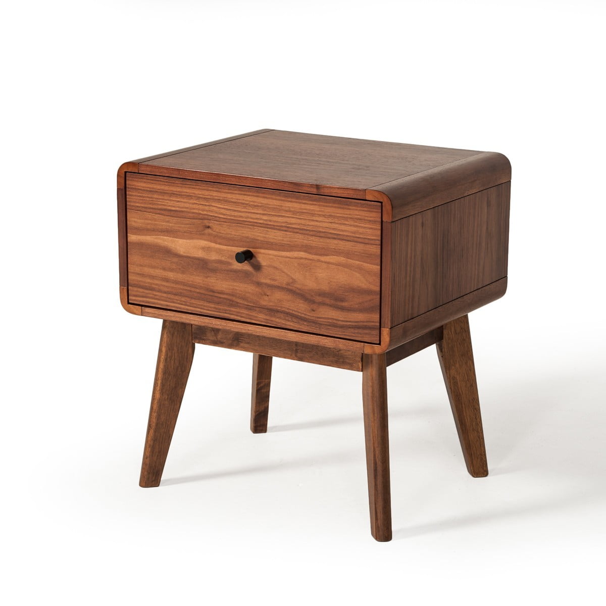 Mid-Century Modern Walnut Nightstand with Spacious Drawer